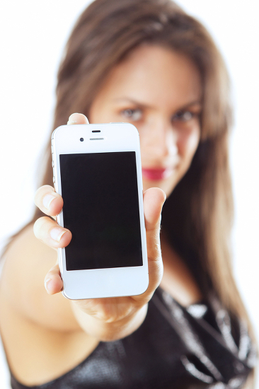 cypherMUSE Woman Showing an iPhone
